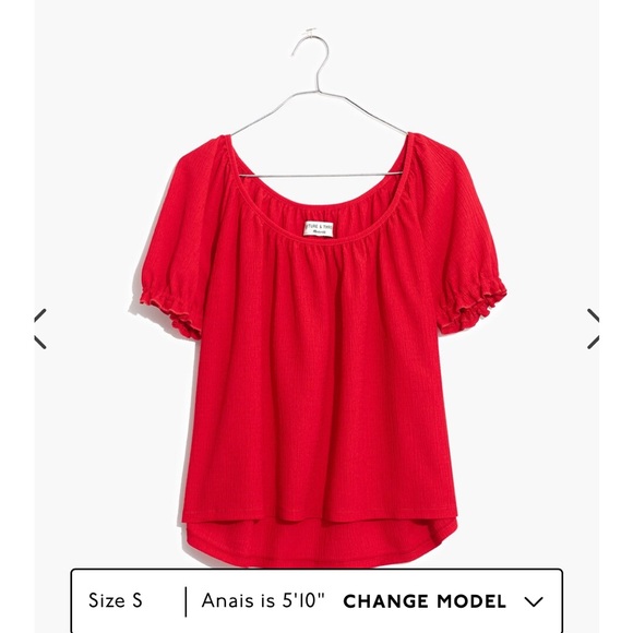 Madewell Texture and Thread Peasant Shirt - Lghtweight, Gathered Scoop-neck- - Picture 3 of 16